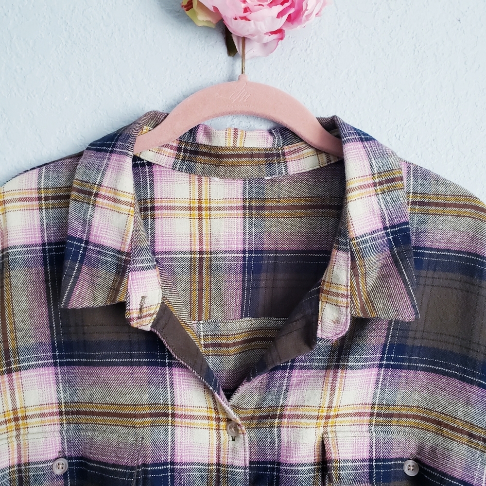 Old Navy Long-Sleeve Plaid Flannel Boyfriend Tunic Shirt - Picture 4 of 6